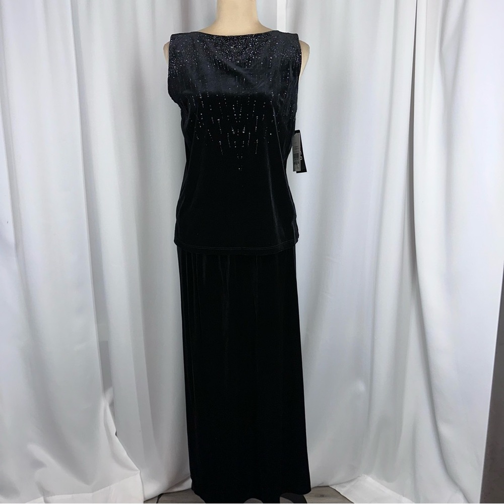 NWT Vintage AGB Byer Velvet 2 Piece Set Size M Maxi Skirt Sleeveless Top Shimmer
